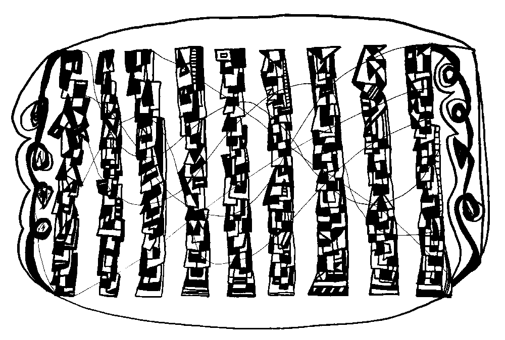 Stèles, encre sur carton plume, 65 x 50, 2010